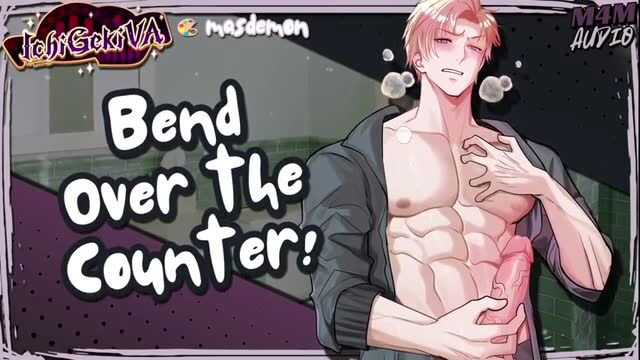 IchiGekiVA blond hunk bends over counter stroking cock in erotic M4M audio