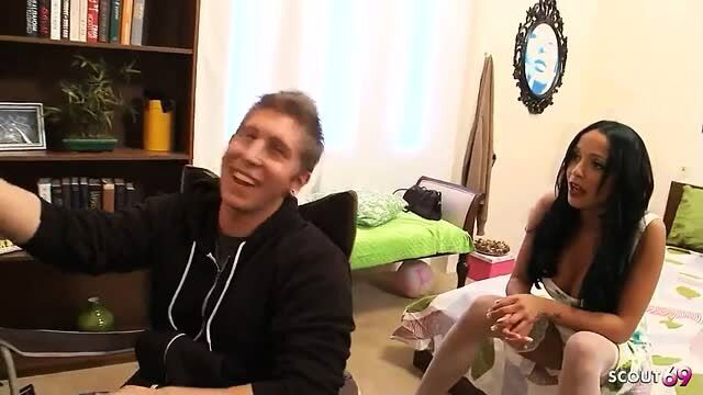 Danny Wylde smiles at Romana Ryder in bedroom scene