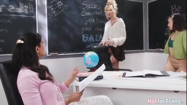 Penny Barber and Hime Marie in Tgirl teachers free use classroom threesome scene