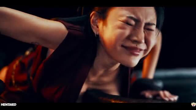 Rae Lil Black in intense orgasm face during Alien Hunter 2 hentaied scene