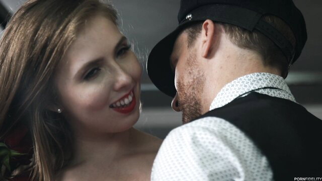 Lena Paul as Lusty Red Riding Hood kisses butler close-up