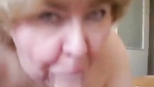 Blonde mature Russian whore closeup face before cumshot