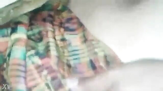 Cut chapina 3: Latina in colorful patchwork dress, teasing upskirt view