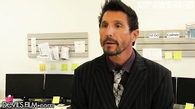 Violet Myers in office suit gets raise at DevilsFilm