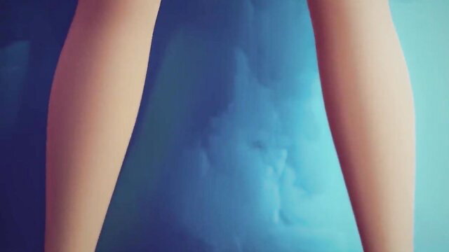 Frozen Elsa blue dress hentai tease, arms raised nude arms