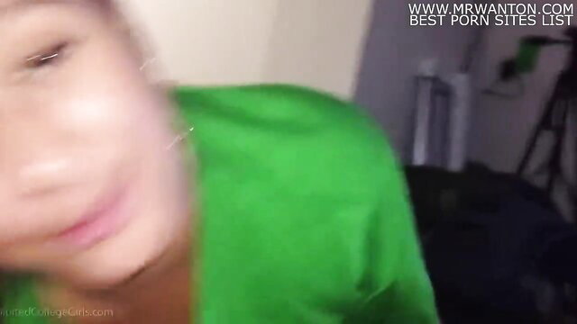 Lanina ratchet blowjob BTS closeup in green top ExCoGi