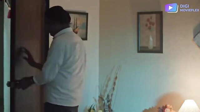 Man in white shirt opening door in Blackmail Hindi hot web series S01 Ep 1-2
