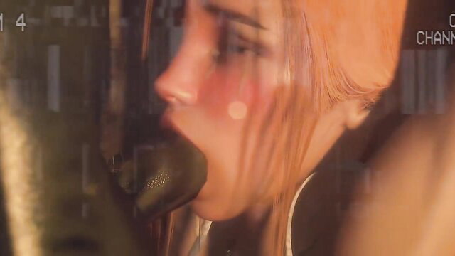 Fiery redhead hentai girl deepthroating huge cock in metro ambush