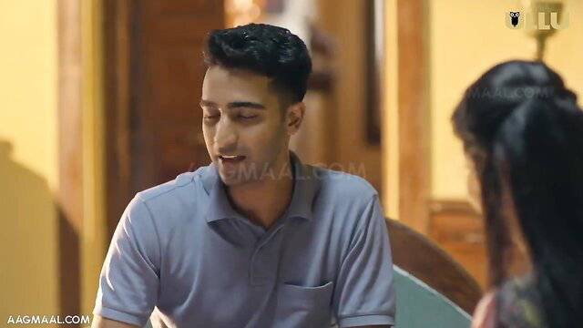 Indian guy chats up busty housewife in tight top, teasing erotic tension