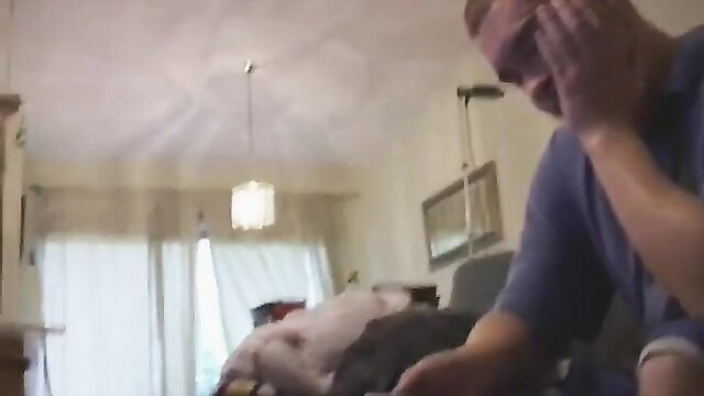Blonde lady jane facepalms nude as man fingers her pussy on couch