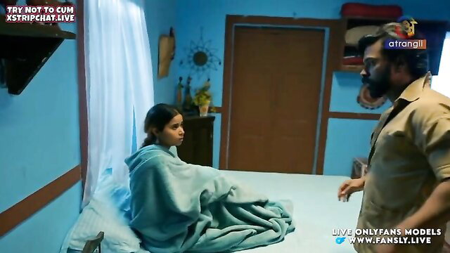 Indian MILF wrapped in blanket on bed with man in Last Scene 2024
