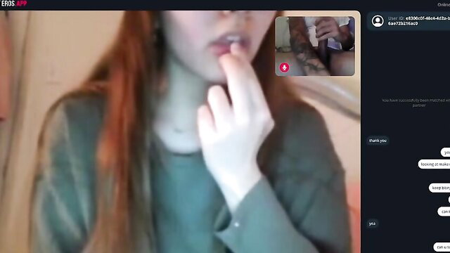 Omegle cute redhead teen no panties fingering pussy on cam
