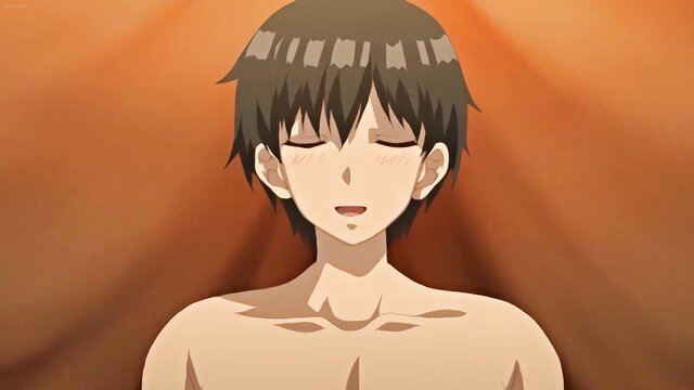 Cute anime trap boy meditating nude in Isekai Harem hentai