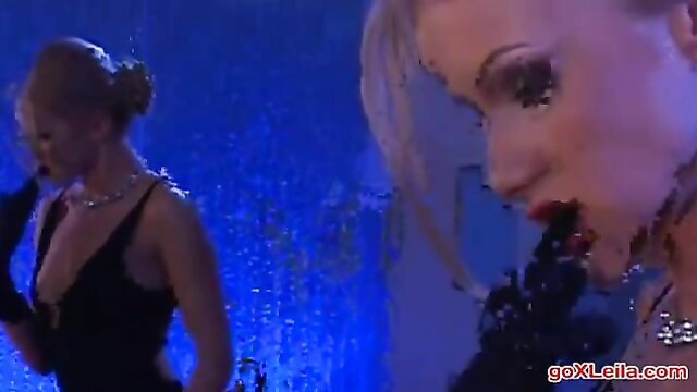 Lucy Love, Natalli Di Angelo, Vanessa May in black lingerie tease