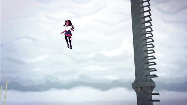 Meru the Succubus hentai girl floating in skirt by tower, Ep.5