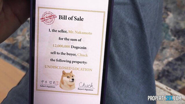 Doge bill of sale meme for Blake Blossom peaches cum video