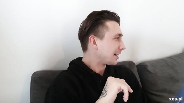 Julia Maze in black hoodie talking, porn behind scenes shoot