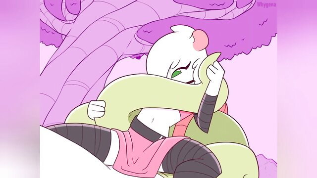 Reggie the Mouse hugged by giant snake tail, vore tease by Whygena