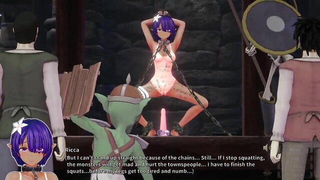 Ricca squats on magic dildo in chains, 3D hentai game