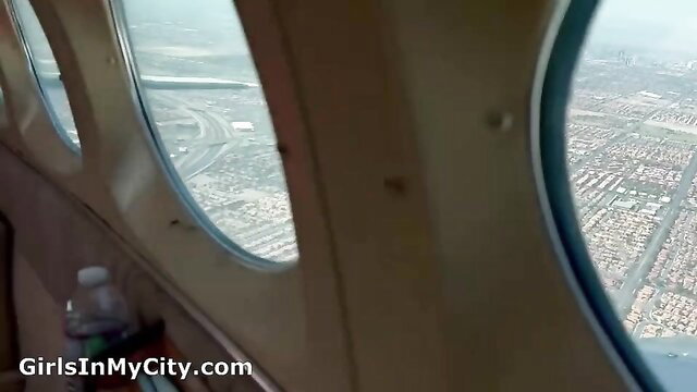 MILF Double Creampie 3some On Private Plane Aerial View