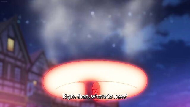 Ishuzoku Reviewers Ep.1 anime fantasy portal scene with glowing red ring