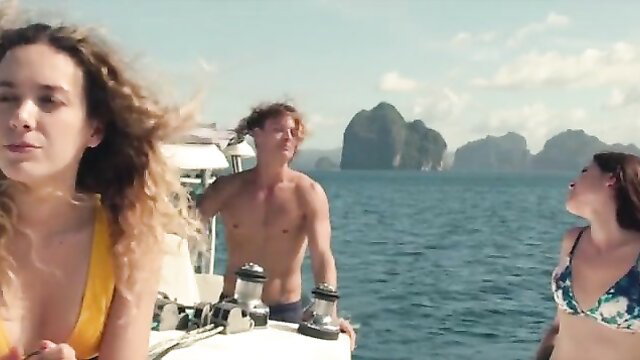 Jade Pirovano & Giorgia Faraoni nude tits on boat in No Way Out (2023)