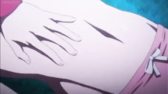 Anime hentai girl abs touched by hand in pink bikini, Valkyrie Drive Mermaid uncensored