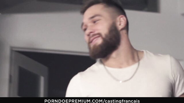 Sherly Quinn tattooed French newbie smiling in white tee first porn casting