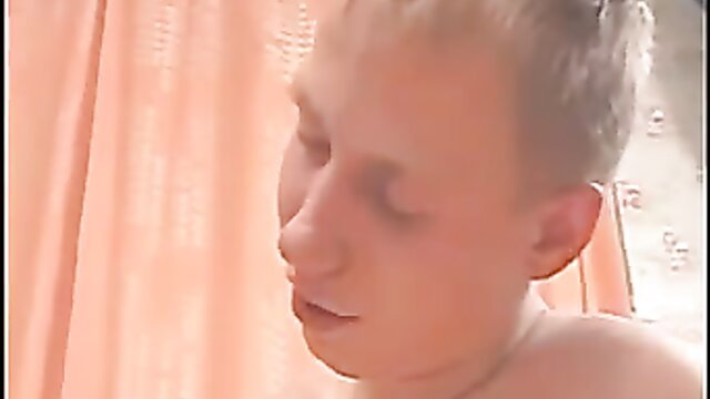 Cute blonde Russian twink boy nude in shower, vintage gay adult thumbnail