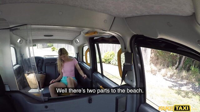 Shona River in pink bikini in Fake Taxi cab ride to beach
