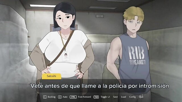 Japanese MILF Satoshib warns blond guy before calling cops for intrusion