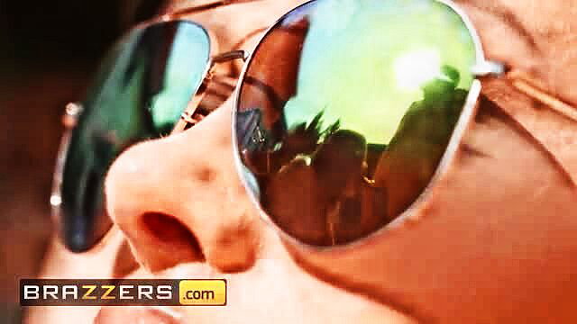 Tasty Stacey in sexy aviators closeup, Brazzers 3some thumbnail