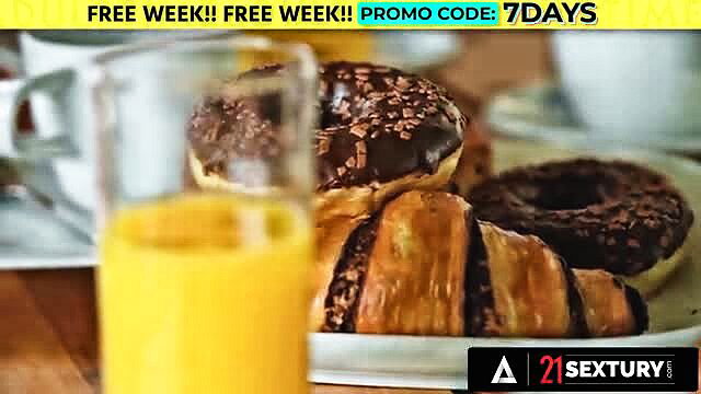 Holly Snow's hot breakfast with donuts and OJ promo
