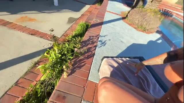 Kali Roses legs spread by pool in bikini towel, hot tease
