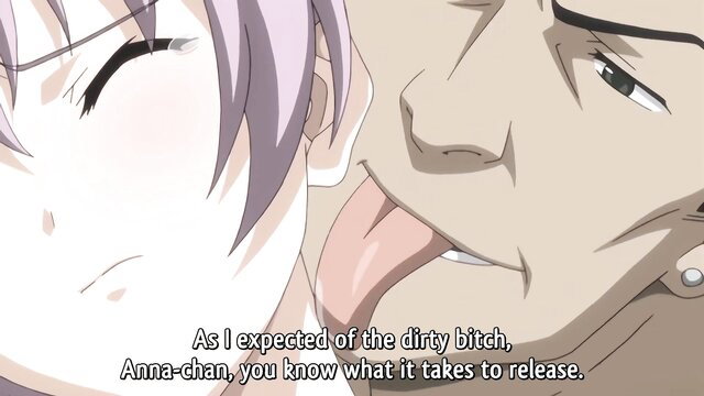 Purple-haired anime girl licks man's face in uncensored RINxSEN hentai