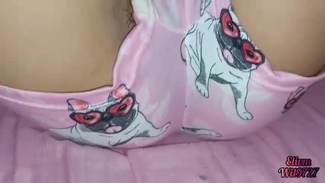 Elivm and Wil in pink pug panties, close-up doggystyle view
