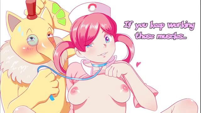 Nurse Joy topless with stethoscope, Pokémon fanart
