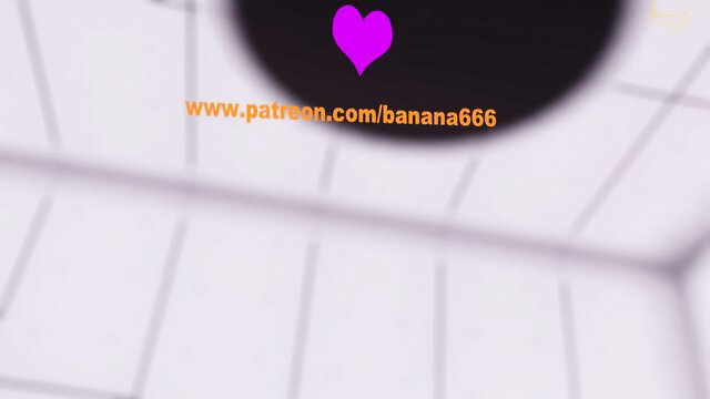 Animated MMD girl in white room with floating heart, Patreon promo