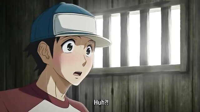 Cute anime boy in prison cell, surprised blush face from Bokura No Sex 2 hentai