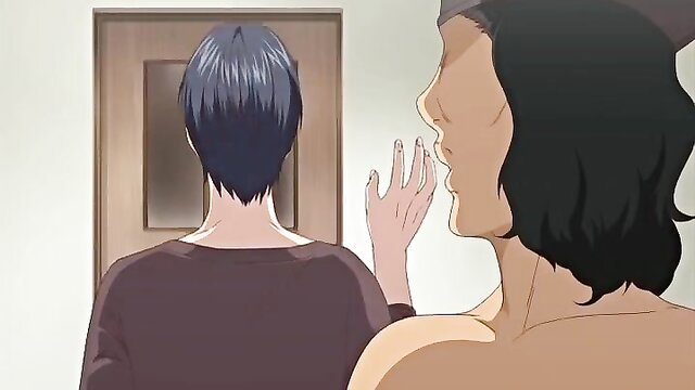 Tooi Kimi Ni Episode 1 hentai girl whispers to blue-haired guy from behind nude