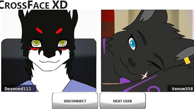 CrossFace XD furry webcam with Desmondi112 black wolf face and Venom358 cat