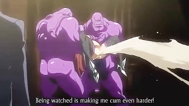Hell Knight Ingrid gangbanged by purple buff demons, cumming hard while watched
