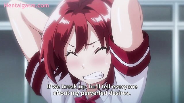 Anime girl with red hair in sailor outfit expressing lewd thoughts