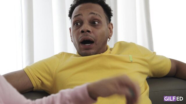 Nade Nasty shocked expression in yellow shirt Milfed scene