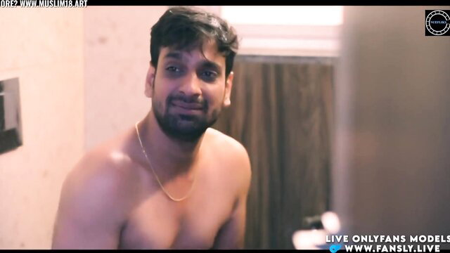 Little Angel bare-chested Indian hunk in hot bathroom tease