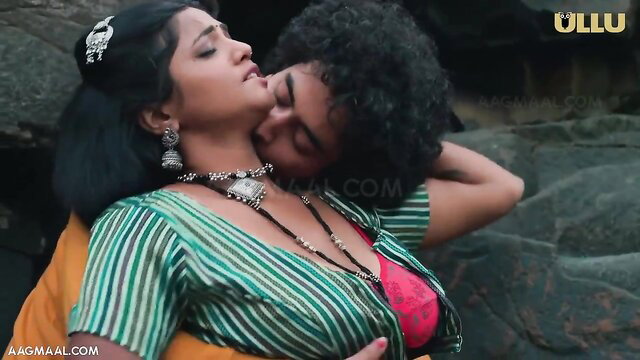 Tamil hottie Rain Basera in wet saree passionately kisses lover