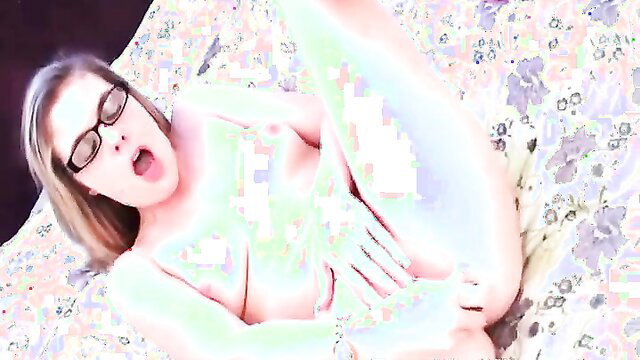 Beautiful teen Kendra masturbates on cam with glasses, open mouth ecstasy