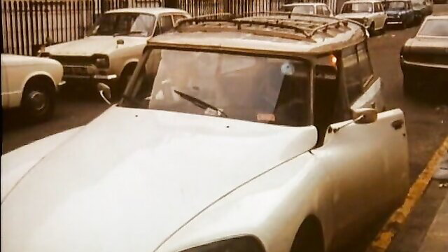 Vintage 70s Citroen DS car parked in lot, classic retro scene from Sex Maniacs #1