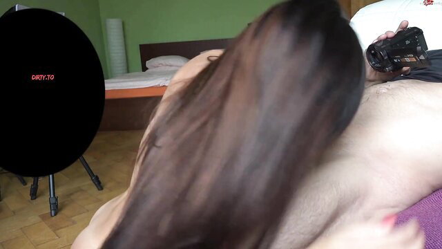 Martina1999 side view blowjob skills on man, amateur deepthroat