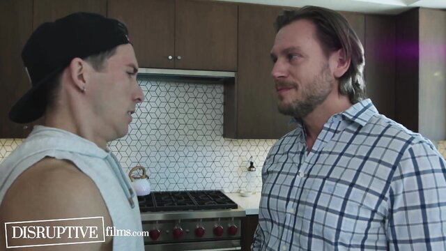Hot trans co-ed breaks morality code in kitchen with studs